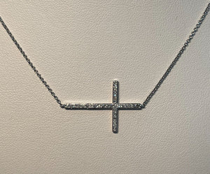 Sideways Diamond Cross Pendant