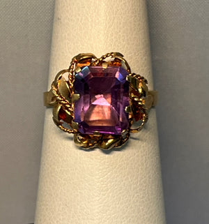 Lovely Vintage Emerald Cut Amethyst Ring