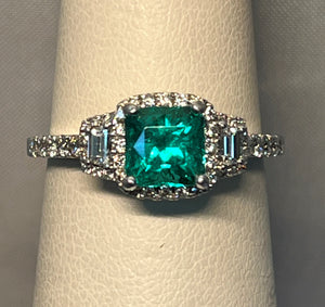 Emerald Ring with Diamond Accents
