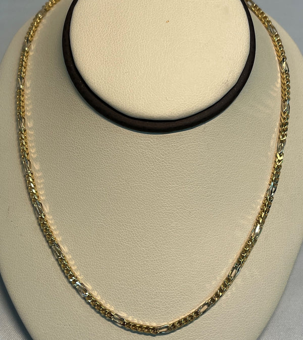 14 Karat Yellow Gold Box Figaro Chain