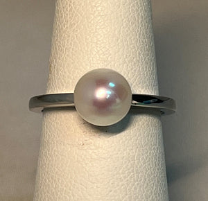 Sale! Cultured Pearl Ring Set in 14 Karat White Gold