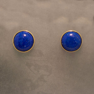 14K Yellow Gold Lapis Earrings