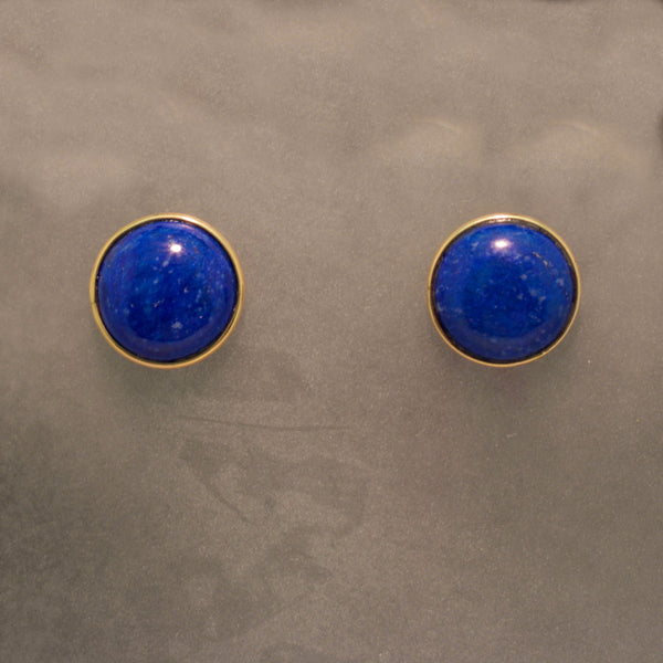 14K Yellow Gold Lapis Earrings