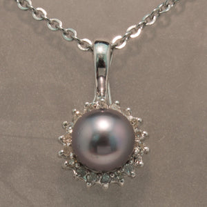 Sale! White Gold  Pearl and Diamond Pendant