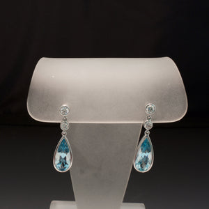 18K White Gold Aquamarine and Diamond Earrings