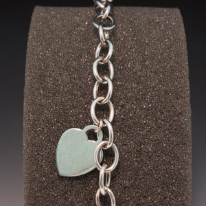 14K White Gold Chain Bracelet with Heart Charm