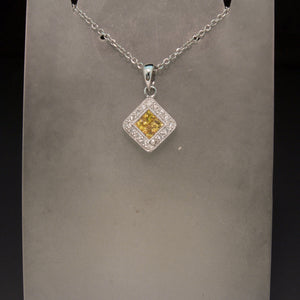 18K White Gold Yellow Sapphire and Diamond Necklace