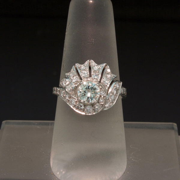 Vintage 1930s 14K White Gold Diamond Ring