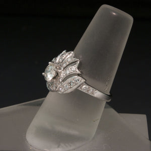 Vintage 1930s 14K White Gold Diamond Ring