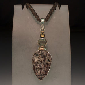 Sterling Silver Astrophyllite, Citrine and Smokey Quartz Necklace