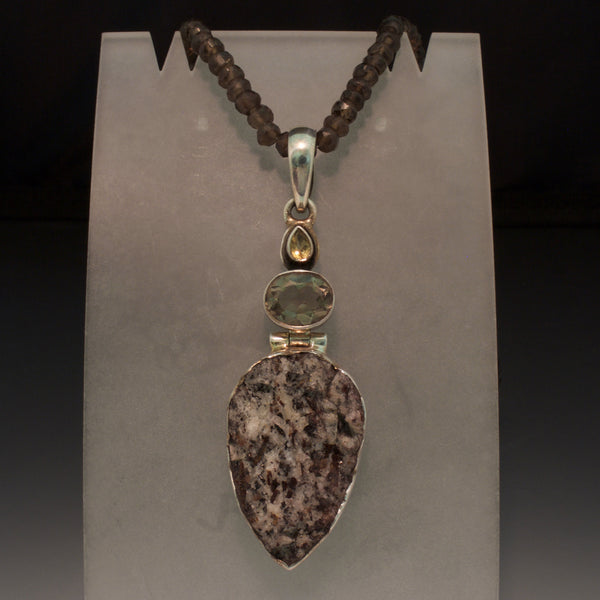 Sterling Silver Astrophyllite, Citrine and Smokey Quartz Necklace