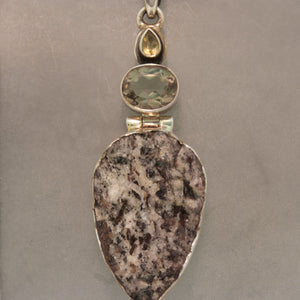 Sterling Silver Astrophyllite, Citrine and Smokey Quartz Necklace