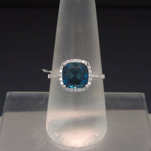 14K White Gold London Blue Topaz Ring