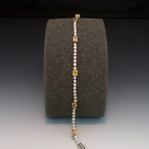 18K White Gold Yellow and White Diamond Bracelet
