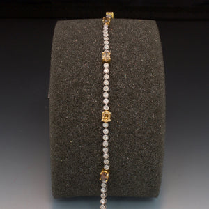 18K White Gold Yellow and White Diamond Bracelet