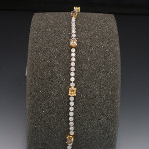 18K White Gold Yellow and White Diamond Bracelet