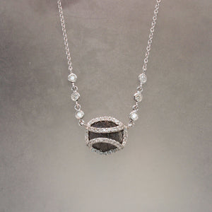 14K White Gold Raw Black Diamond Necklace