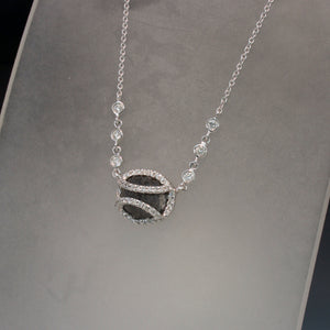 14K White Gold Raw Black Diamond Necklace