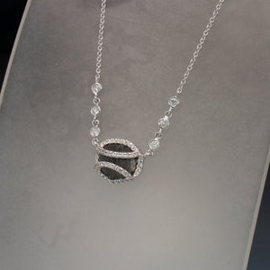 Sale! 14K White Gold Raw Black Diamond and White Diamond Necklace