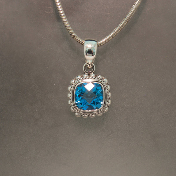 Sterling Silver Blue Topaz Pendant