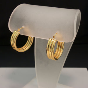 14K Yellow Gold Triple Hoops