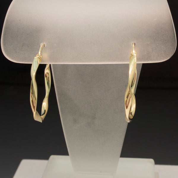 14K Yellow Gold Twist Hoop Earrings