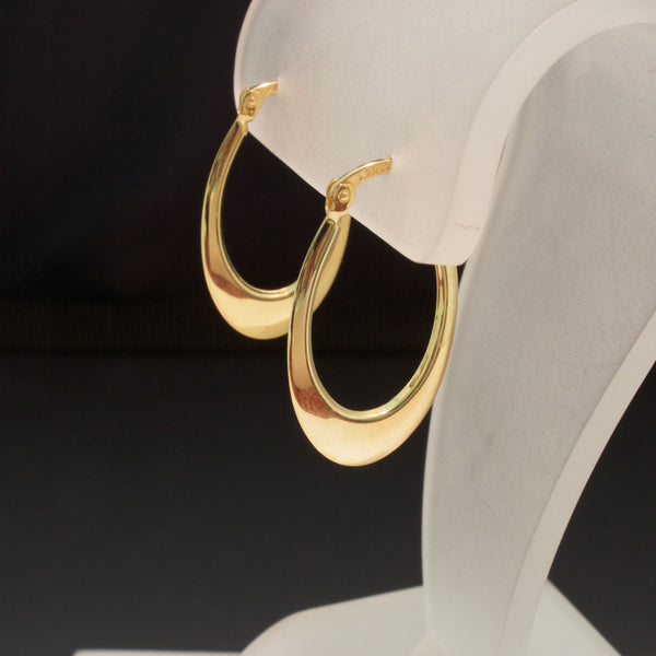 14K Yellow Gold Oval Hoop Earrings