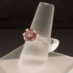 14K White Gold Pink Spinel and Diamond Ring