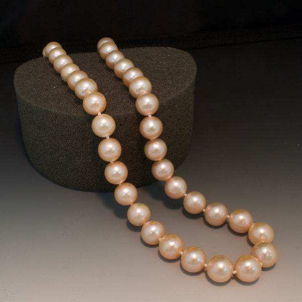 Sterling Silver 10mm Fresh Water Peach Pearl Necklace