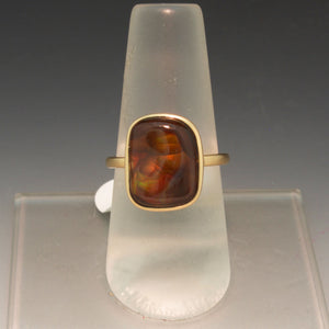 Handmade 14K Yellow Gold Fire Agate Ring