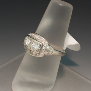 Vintage 1930s 14K White Gold Diamond Ring