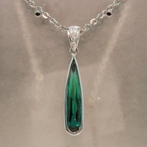 Green Tourmaline and Diamond Pendant