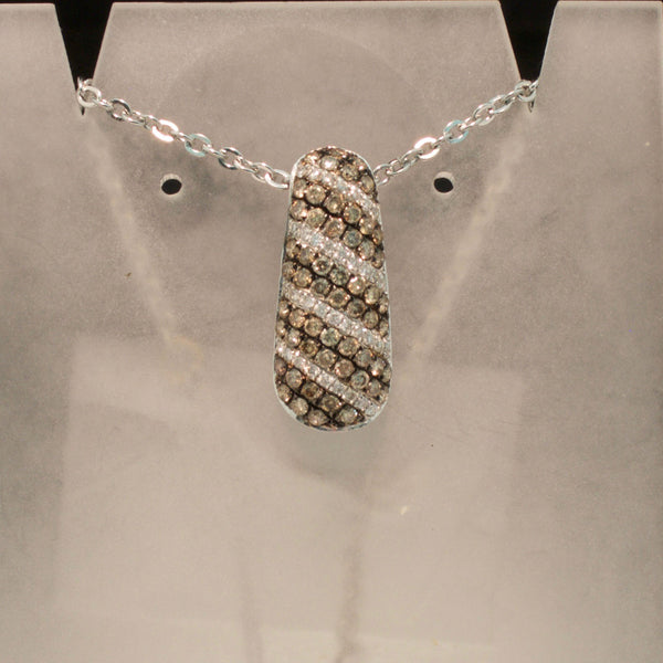 Sale! White Gold Natural Brown and White Diamond Pendant