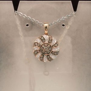 Sale! 14K Rose Gold Pendant with Champagne and White Diamonds
