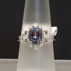 Gray Spinel and Diamond Ring