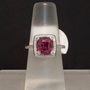Sale! Rare Cranberry Spinel and Diamond Ring