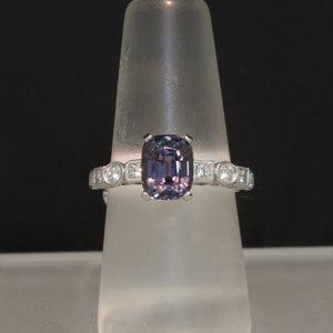Gray Spinel and Diamond Ring