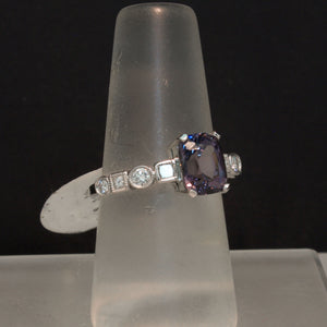 Gray Spinel and Diamond Ring