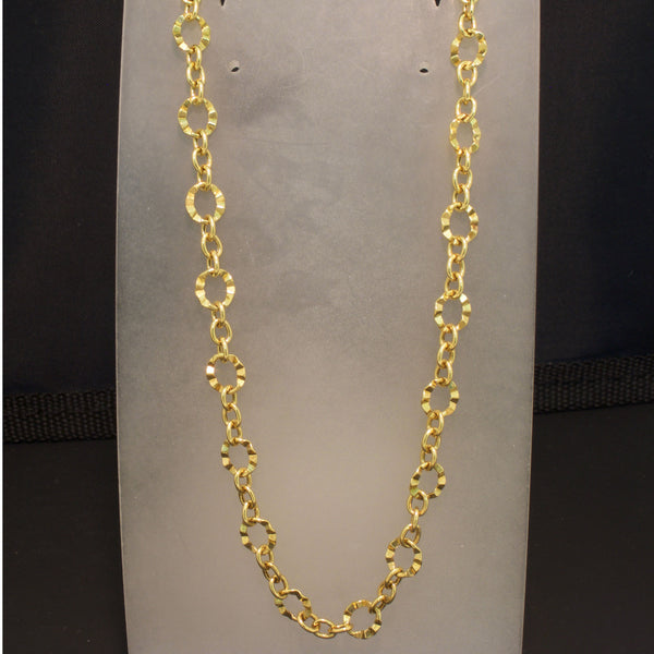 14K Yellow Gold Hammer Textured Link Necklace