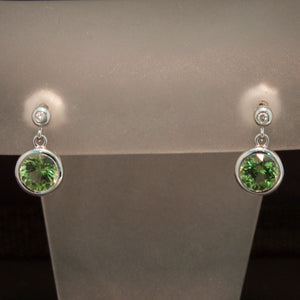 Green Tourmaline and Diamond Earrings