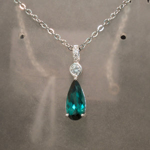 Green Tourmaline and Diamond Pendant