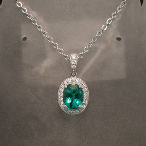 Green Tourmaline and Diamond Pendant
