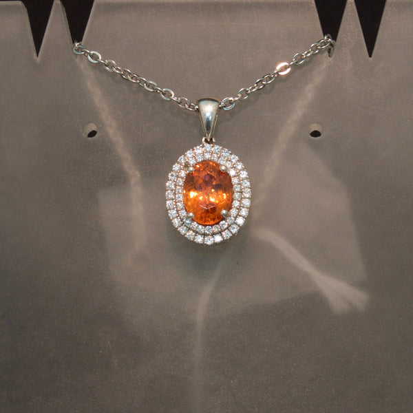 Gorgeous Spessartite Garnet and Diamond Pendant