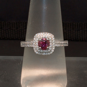 White Gold Grape Garnet and Diamond Ring