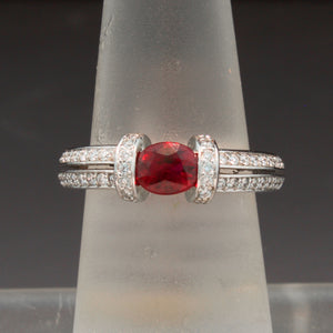 Unique 18K White Gold Ruby and Diamond Ring
