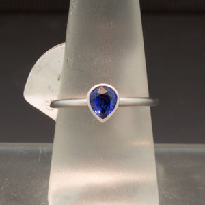 Handmade 14K White Gold Blue Sapphire Ring