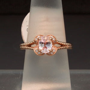 Peach Sapphire and Diamond Ring