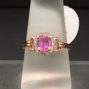 Pink Sapphire and Diamond Ring