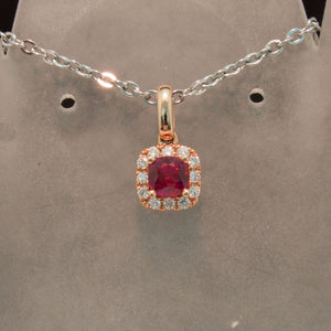 Rose Gold Ruby and Diamond Pendant