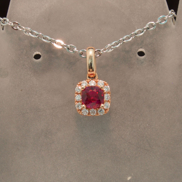 Rose Gold Ruby and Diamond Pendant